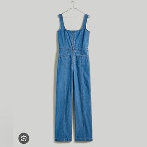 Madewell Denim Seamed Zip-Up Jumpsuit in Laurelhurst Wash